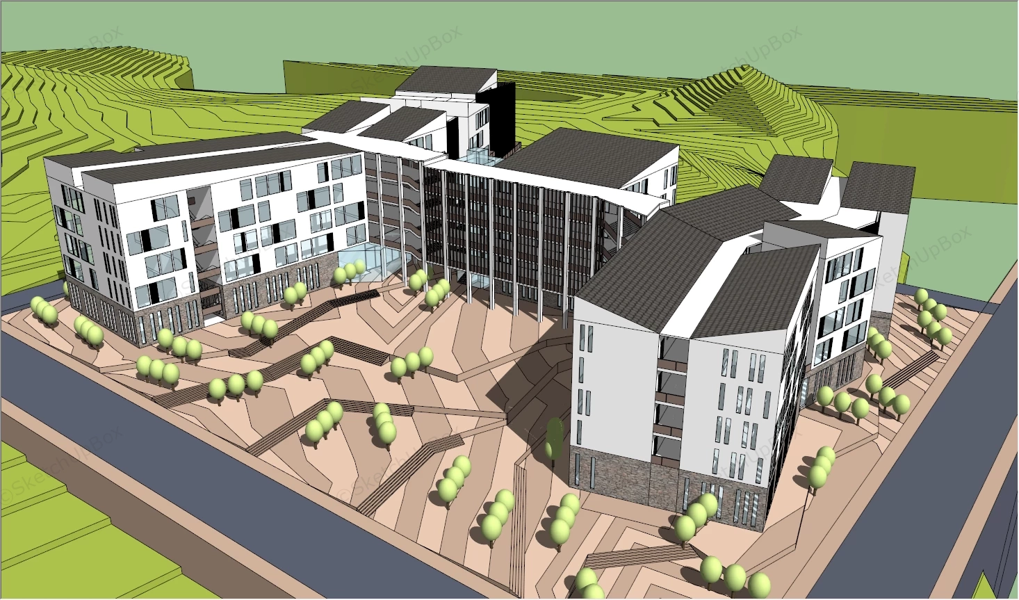 Mountain School Buildings sketchup model preview - SketchupBox