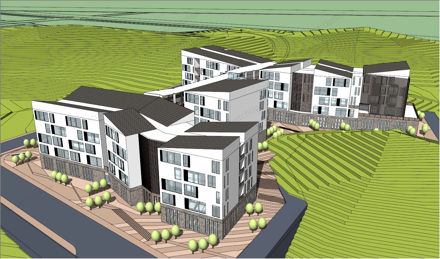 Mountain School Buildings sketchup model preview - SketchupBox