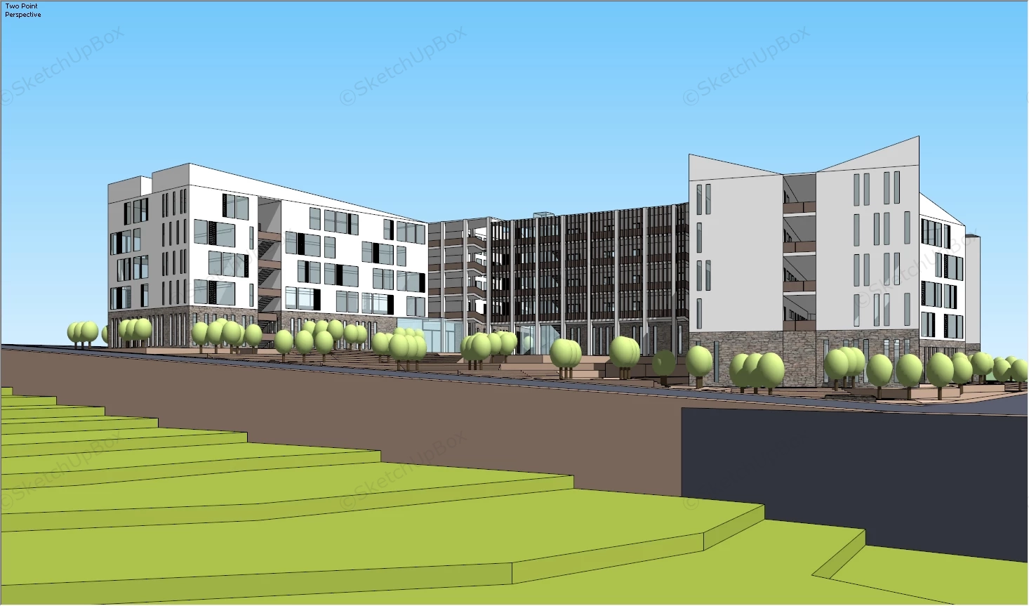 Mountain School Buildings sketchup model preview - SketchupBox