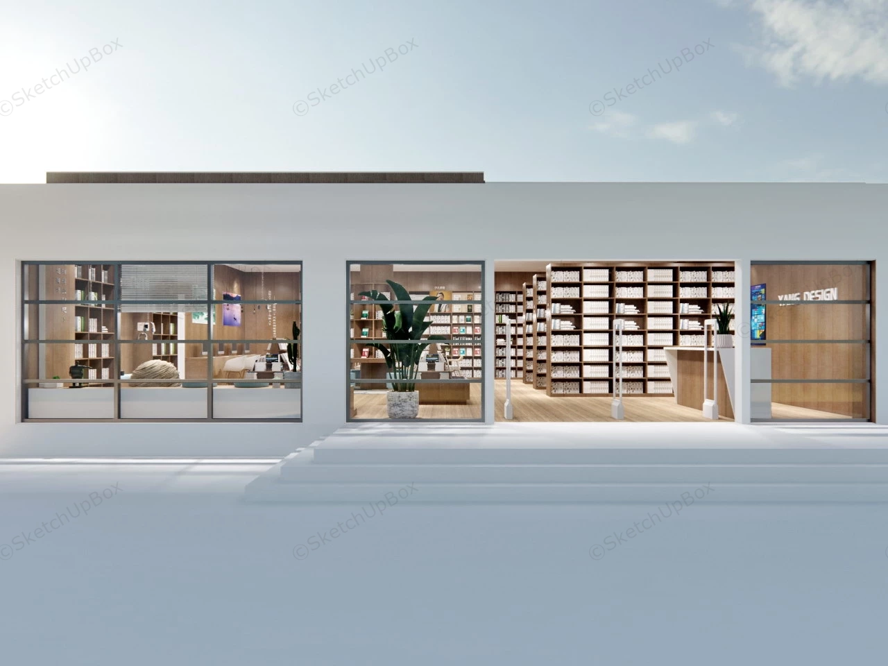 Bookstore Interior Design sketchup model preview - SketchupBox