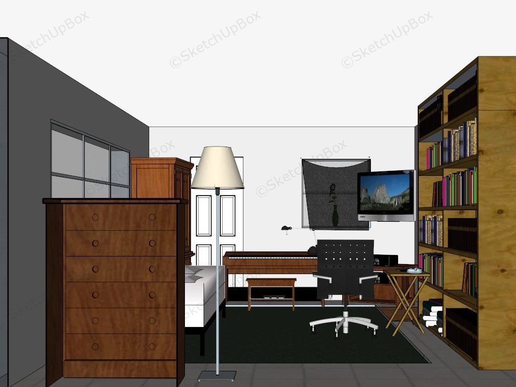 Small Dorm Room Ideas sketchup model preview - SketchupBox