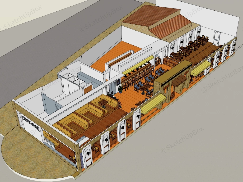 Classic Restaurant Design sketchup model preview - SketchupBox