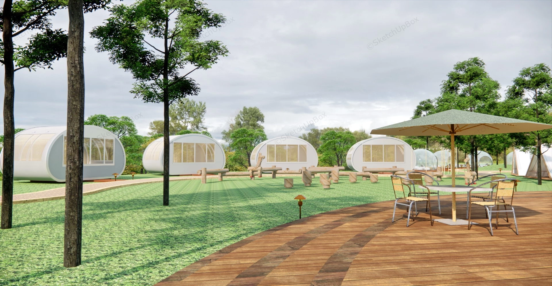 Luxury Glamping Site sketchup model preview - SketchupBox