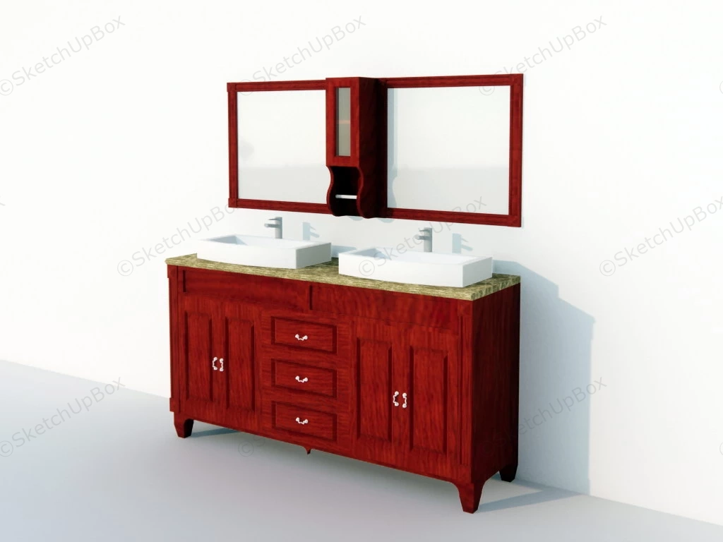 Antique Red Bathroom Vanity sketchup model preview - SketchupBox