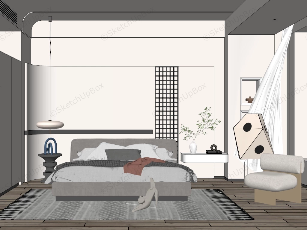 Wabi Sabi Bedroom Idea sketchup model preview - SketchupBox