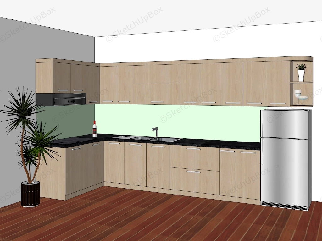 L Shape Kitchen Cabinets sketchup model preview - SketchupBox