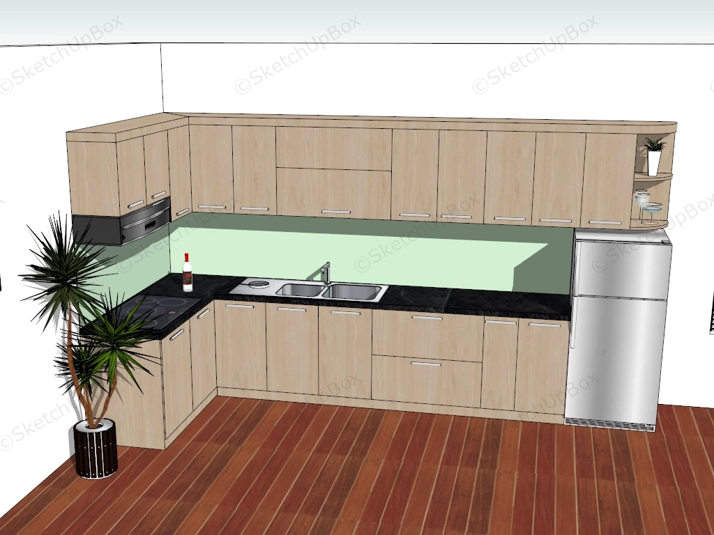 L Shape Kitchen Cabinets sketchup model preview - SketchupBox