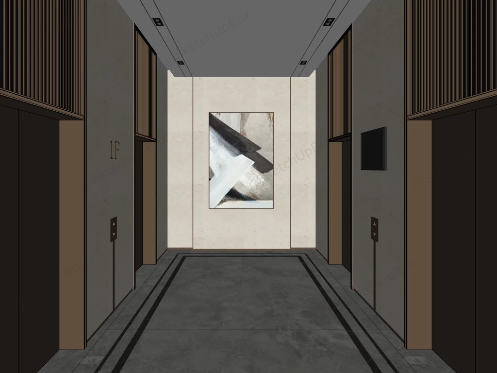 Elevator Hall Design sketchup model preview - SketchupBox