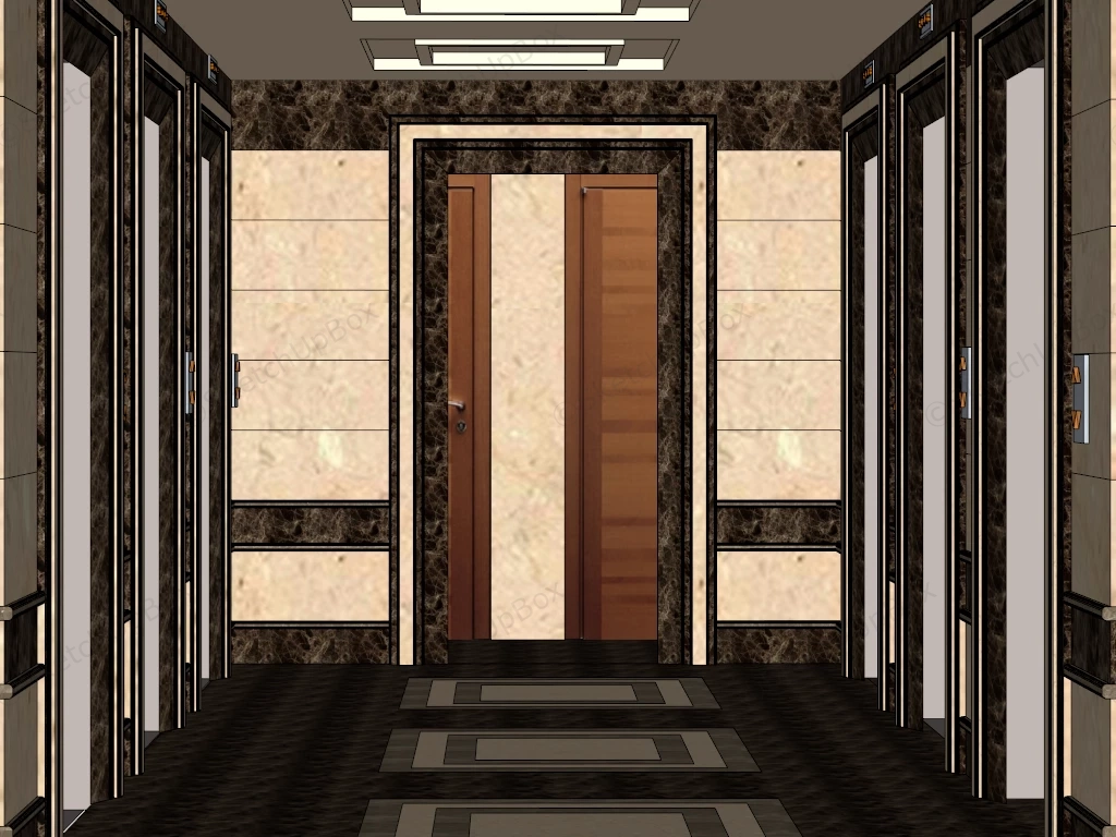 Office Building Elevator Hall sketchup model preview - SketchupBox