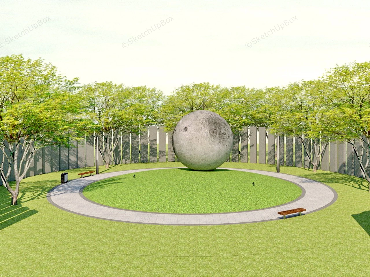 Moon Sphere Garden sketchup model preview - SketchupBox