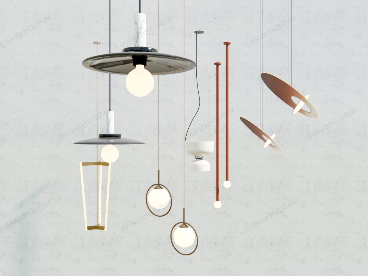 Contemporary Pendant Lights sketchup model preview - SketchupBox