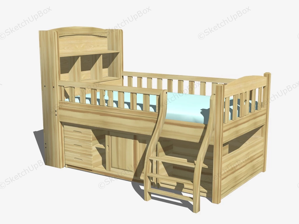 Loft Bed With Storage sketchup model preview - SketchupBox