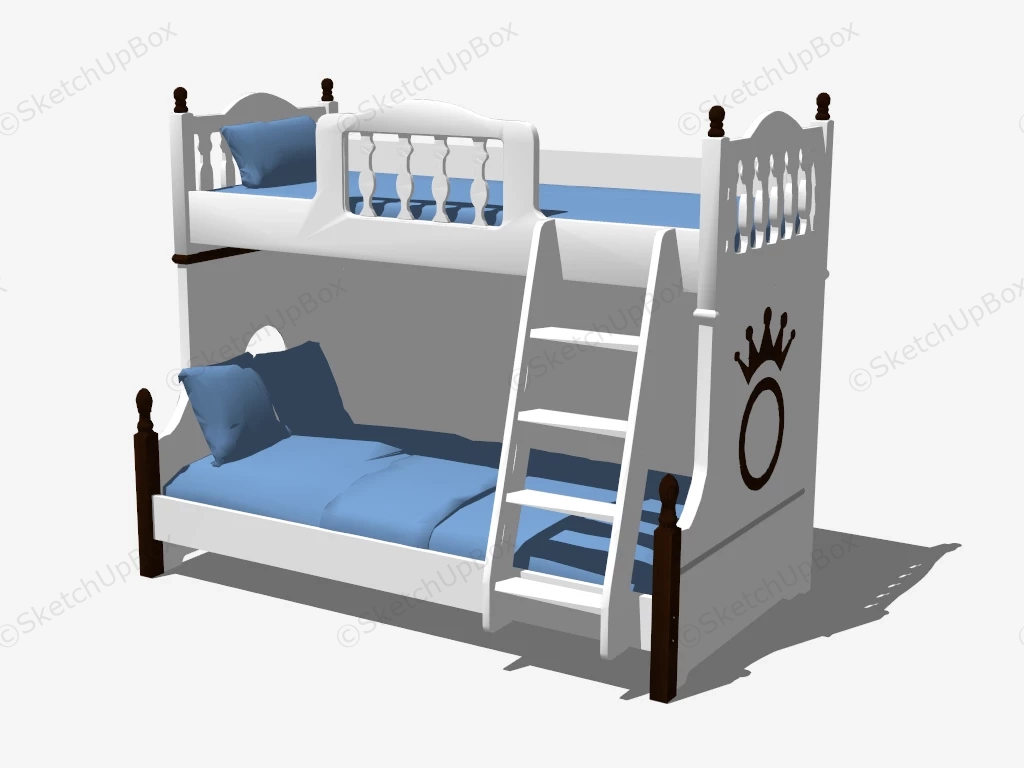 White Twin Bunk Bed sketchup model preview - SketchupBox