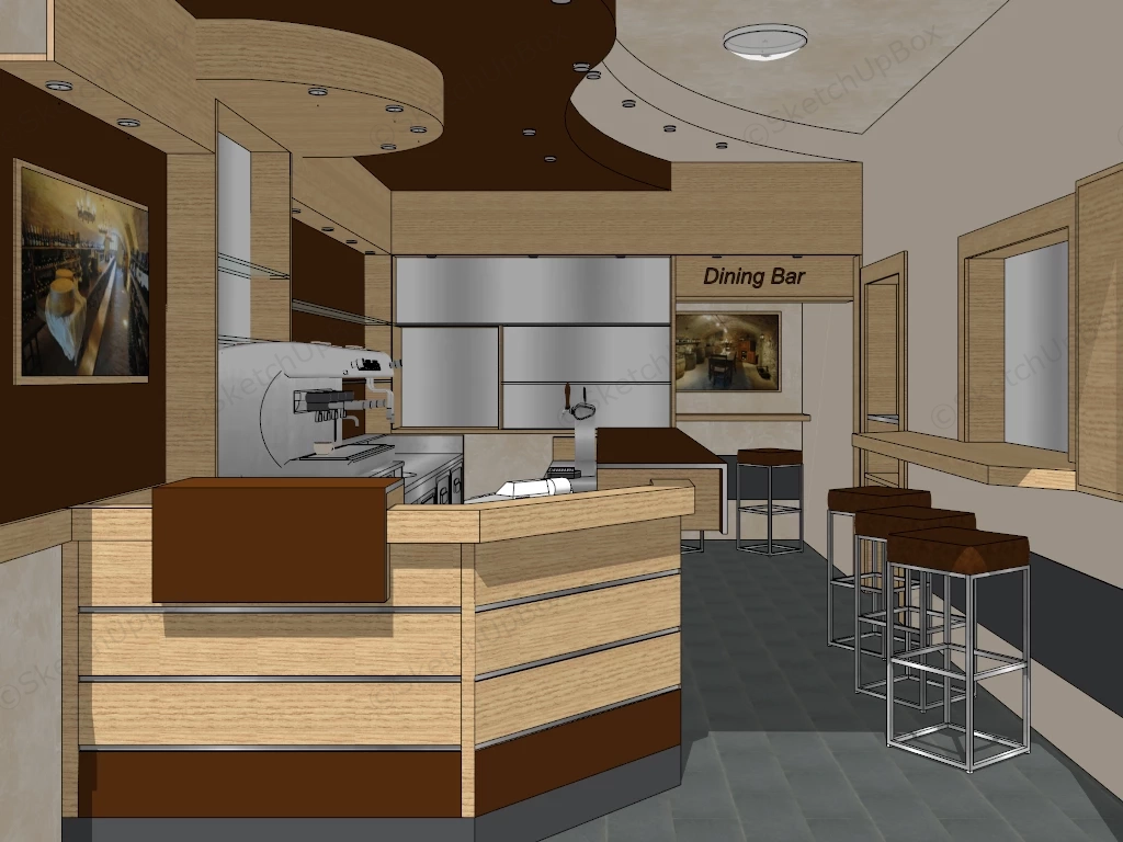 Small Coffee Shop Interior Idea sketchup model preview - SketchupBox