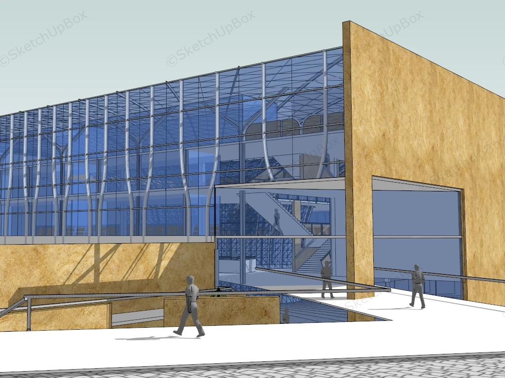 Modern Library Design sketchup model preview - SketchupBox