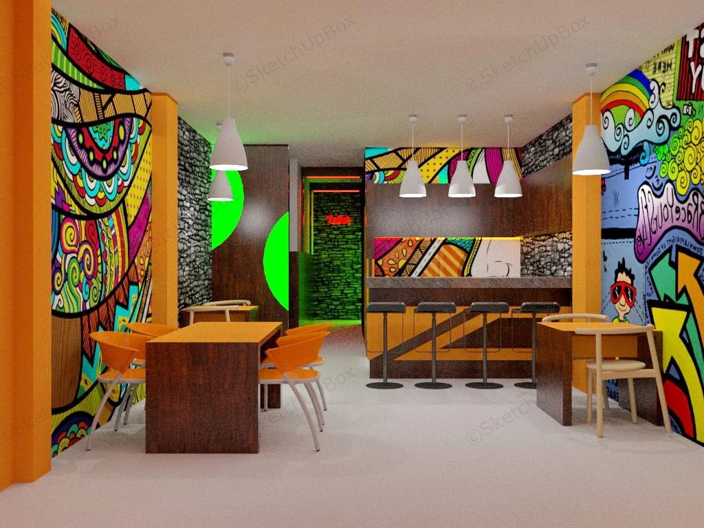 Colorful Cocktail Bar Interior Design sketchup model preview - SketchupBox