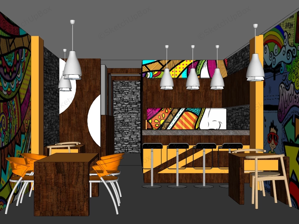 Colorful Cocktail Bar Interior Design sketchup model preview - SketchupBox