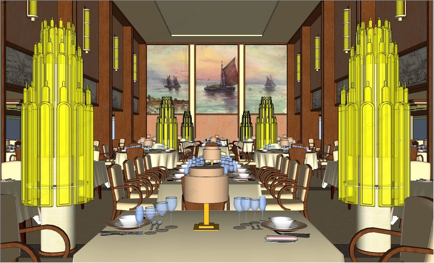 Grand Dining Hall Design sketchup model preview - SketchupBox