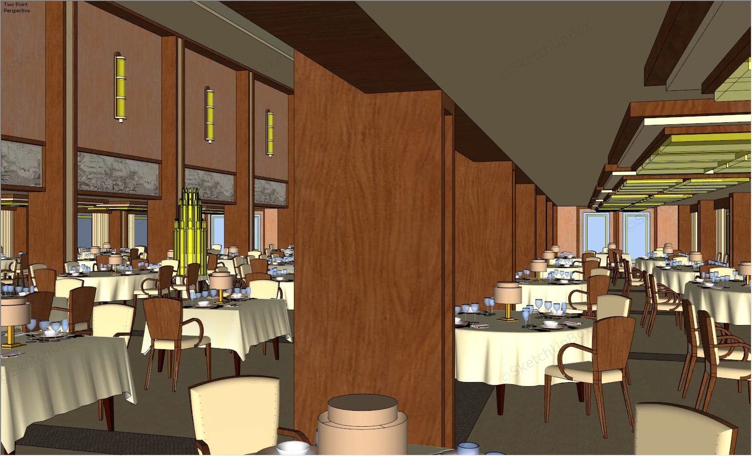 Grand Dining Hall Design sketchup model preview - SketchupBox