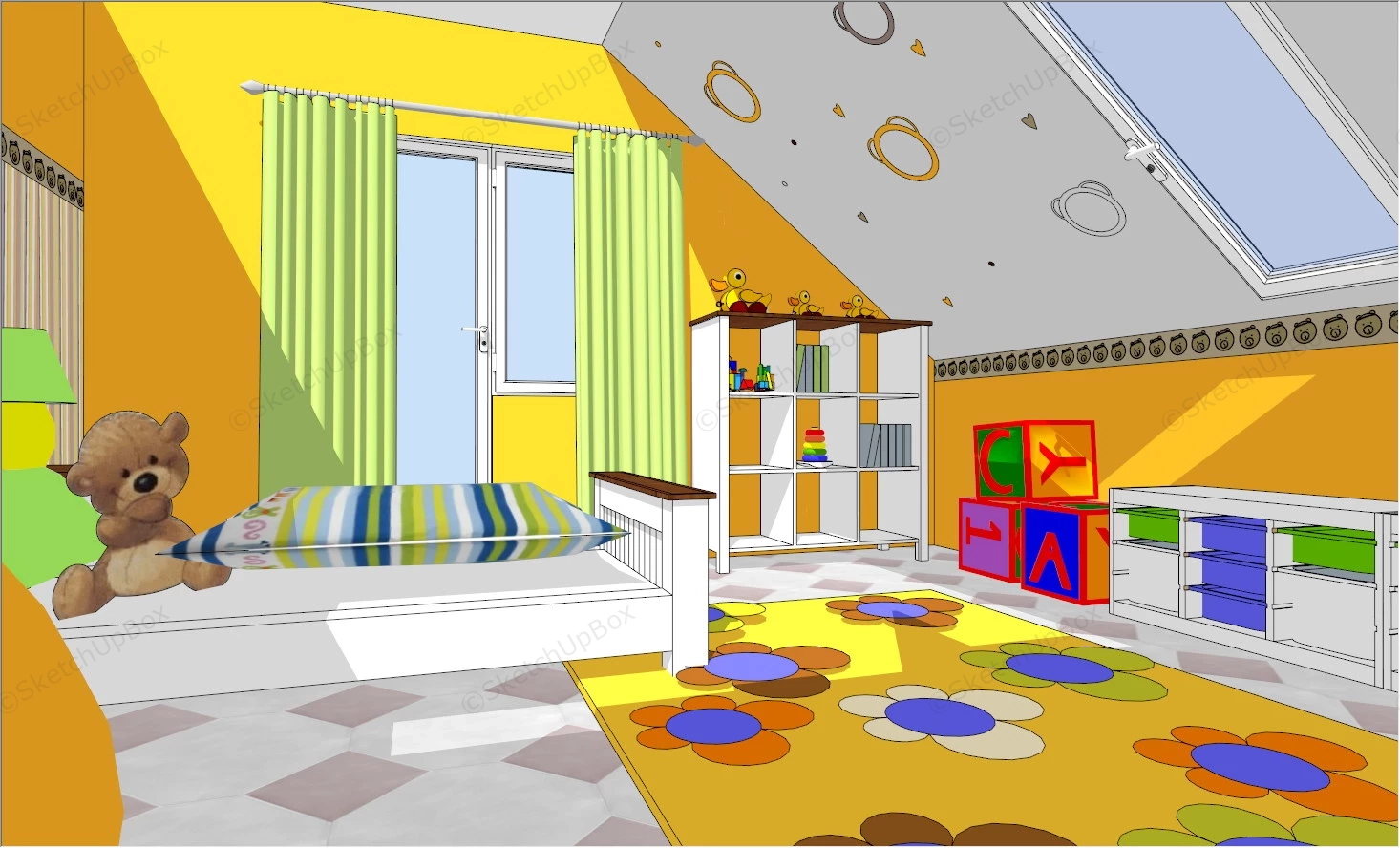 Colorful Kids Room sketchup model preview - SketchupBox