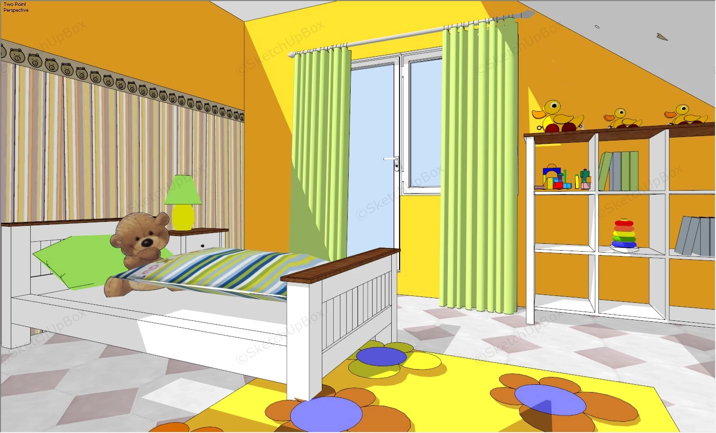 Colorful Kids Room sketchup model preview - SketchupBox