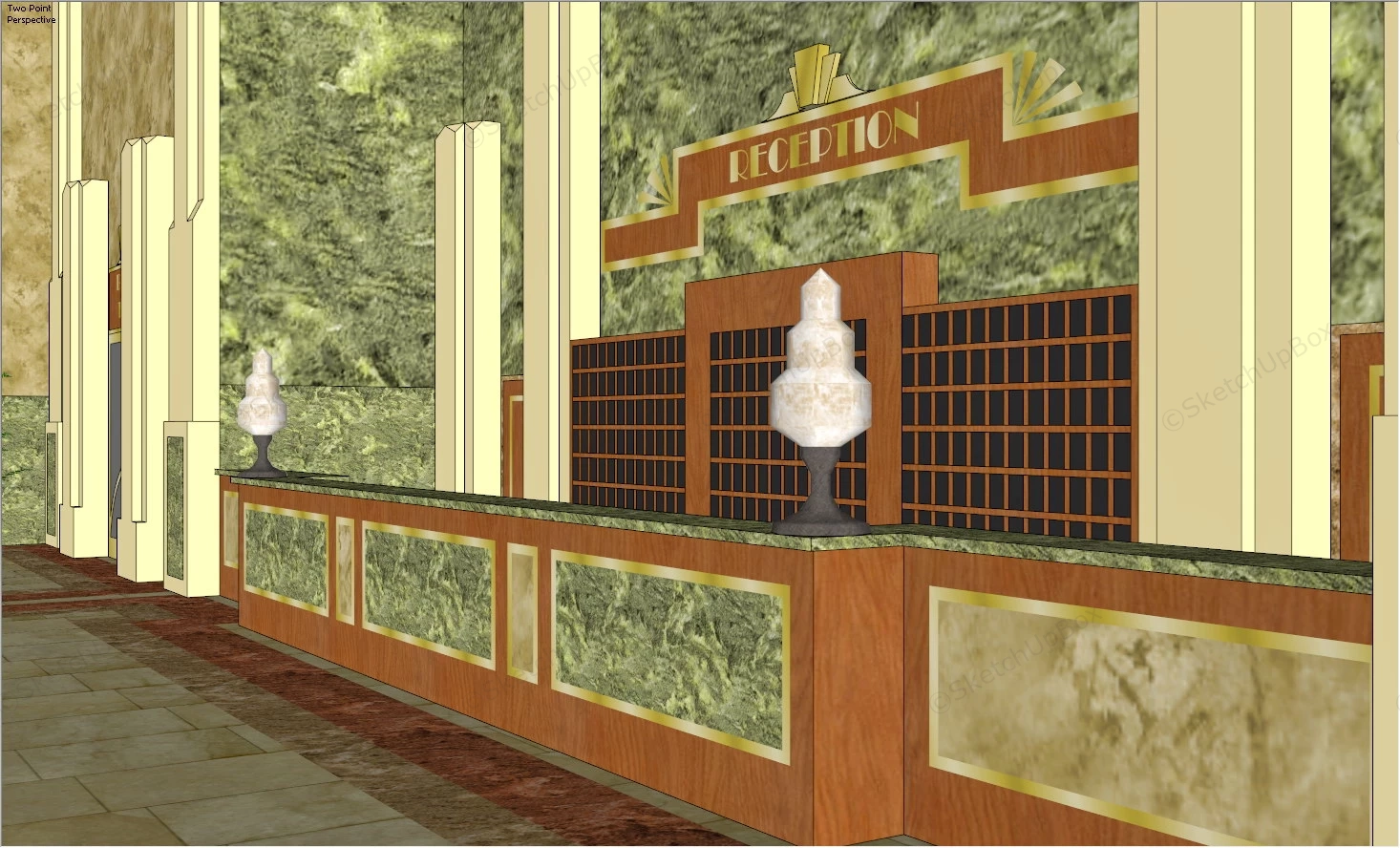 Vintage Hotel Lobby Design sketchup model preview - SketchupBox