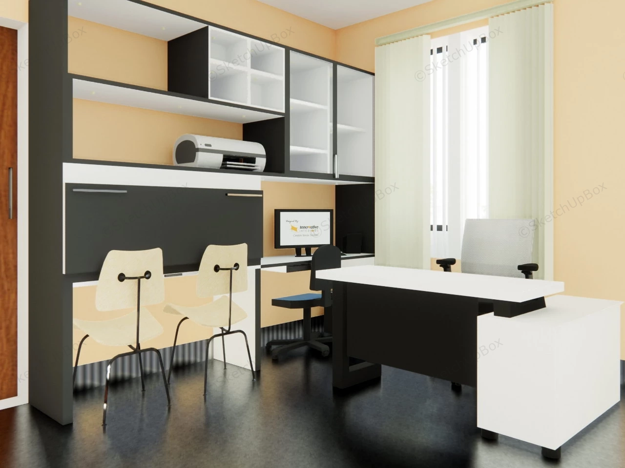 Small Director Office Design sketchup model preview - SketchupBox