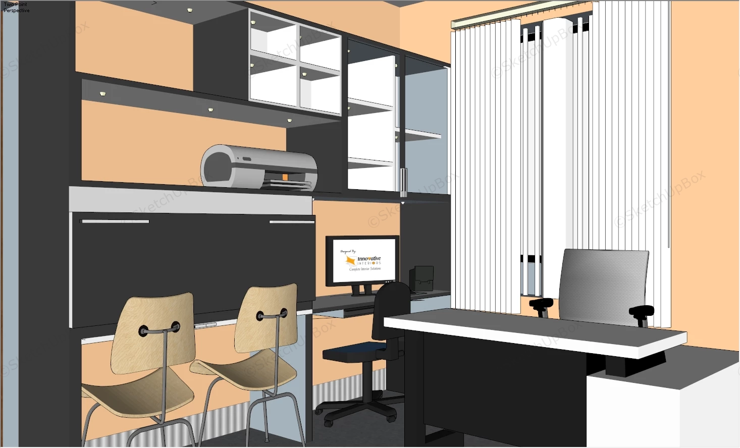 Small Director Office Design sketchup model preview - SketchupBox