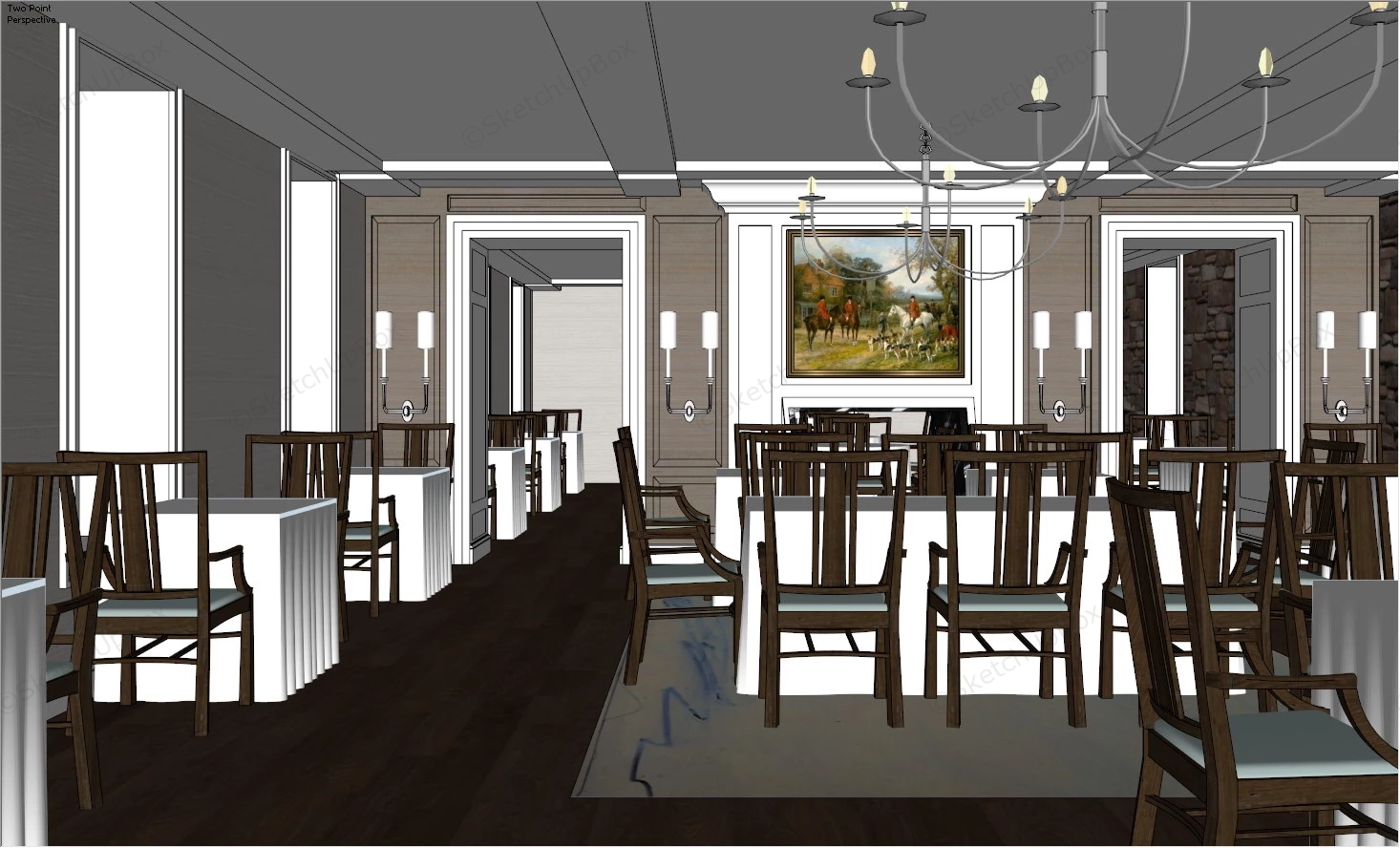 Modern Restaurant Interior Design Ideas sketchup model preview - SketchupBox