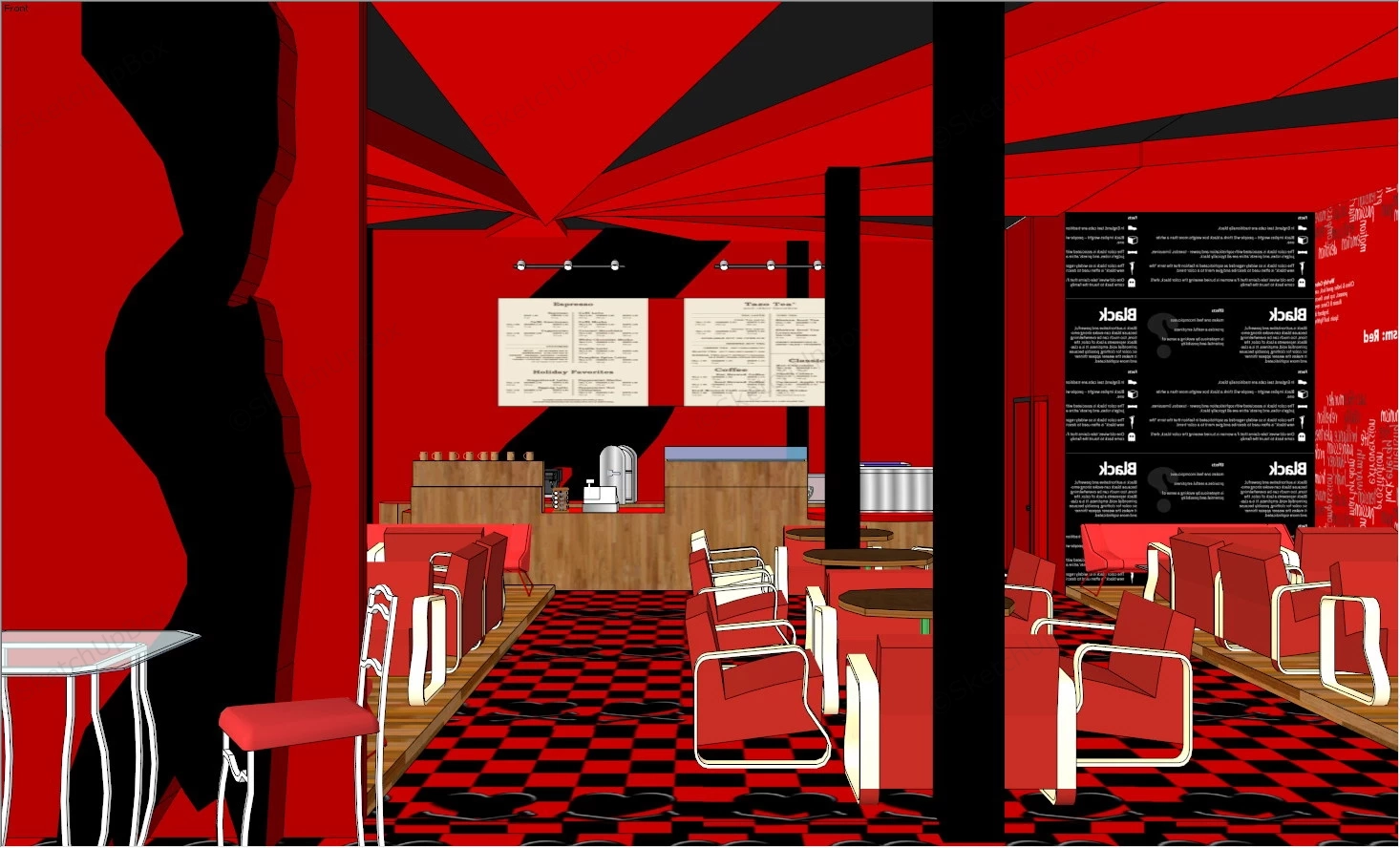 Red Bar Design sketchup model preview - SketchupBox