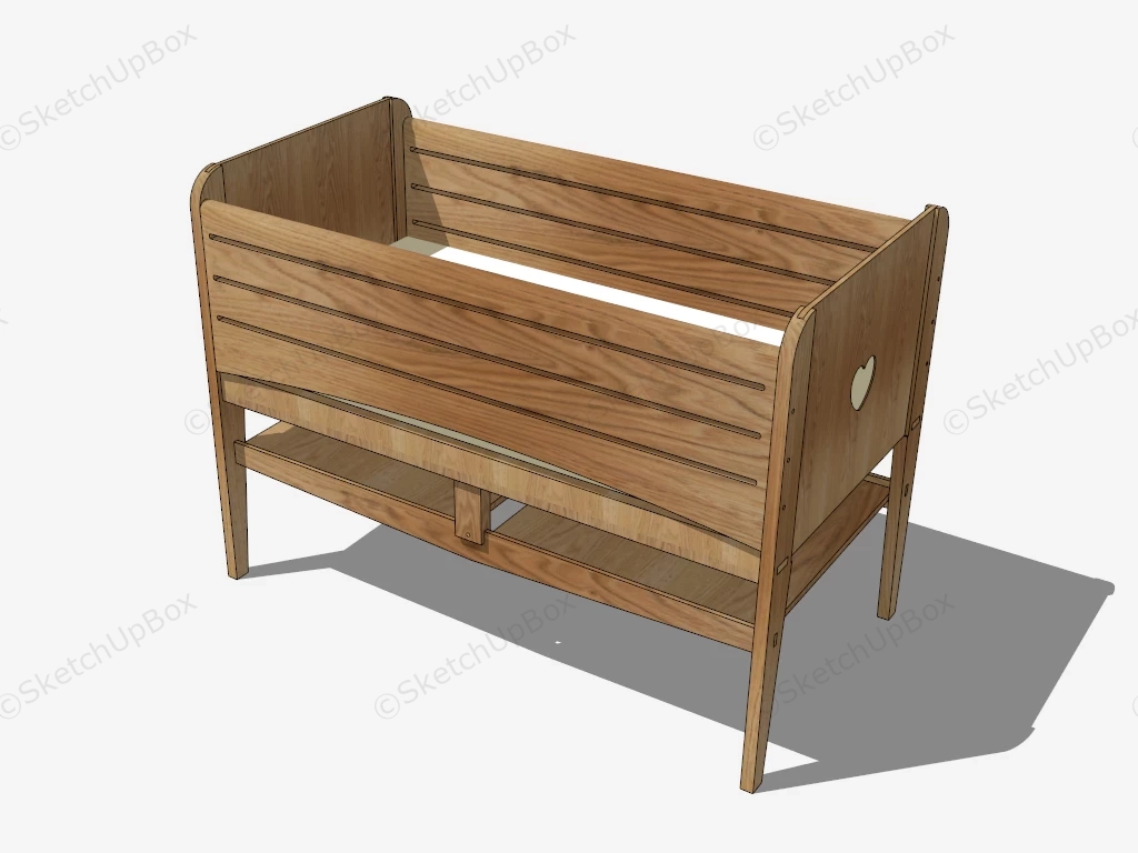 Wood Infant Bed sketchup model preview - SketchupBox