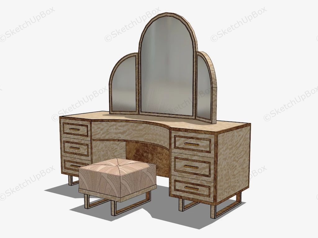 Vintage Vanity Dresser sketchup model preview - SketchupBox