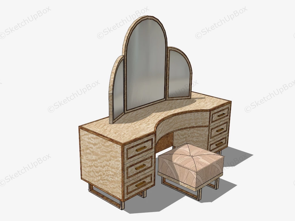 Vintage Vanity Dresser sketchup model preview - SketchupBox