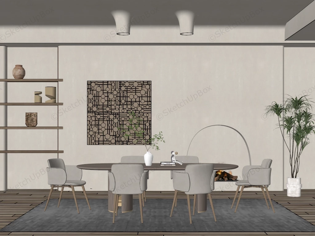 Wabi Sabi Dining Room Design sketchup model preview - SketchupBox