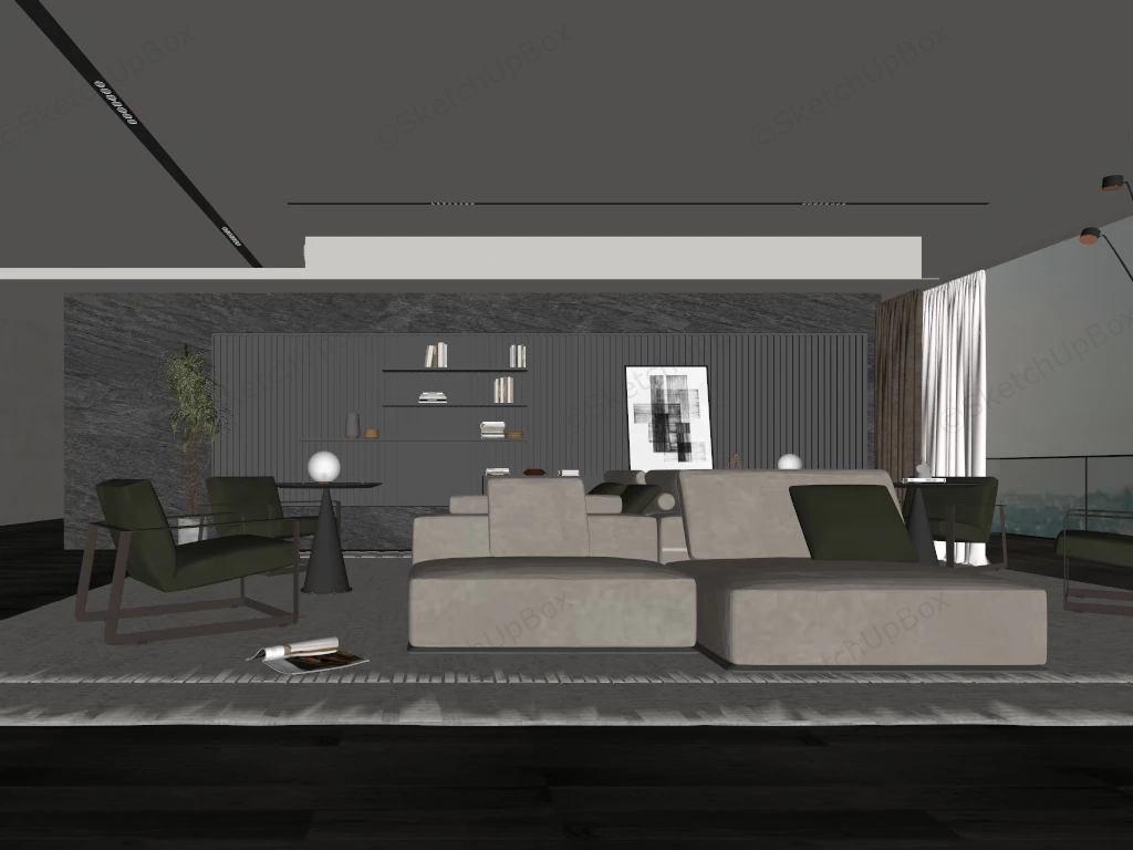 Large Living Room Ideas sketchup model preview - SketchupBox