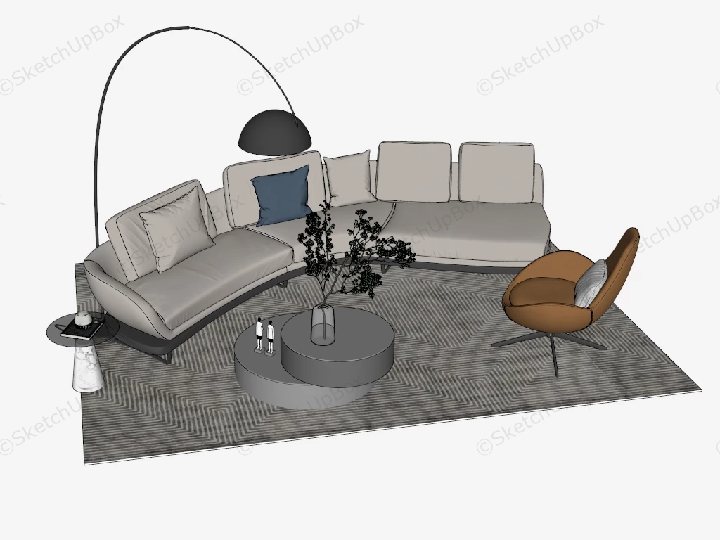 Modern Living Room Set sketchup model preview - SketchupBox