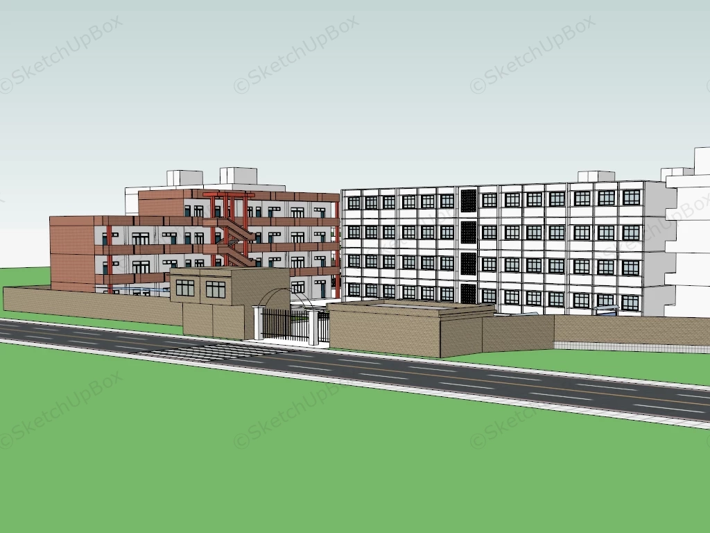 Elementary School Architecture sketchup model preview - SketchupBox