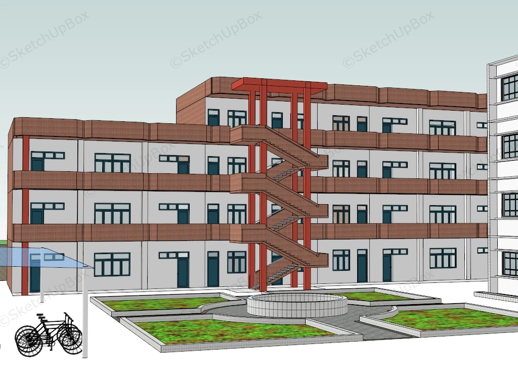 Elementary School Architecture sketchup model preview - SketchupBox