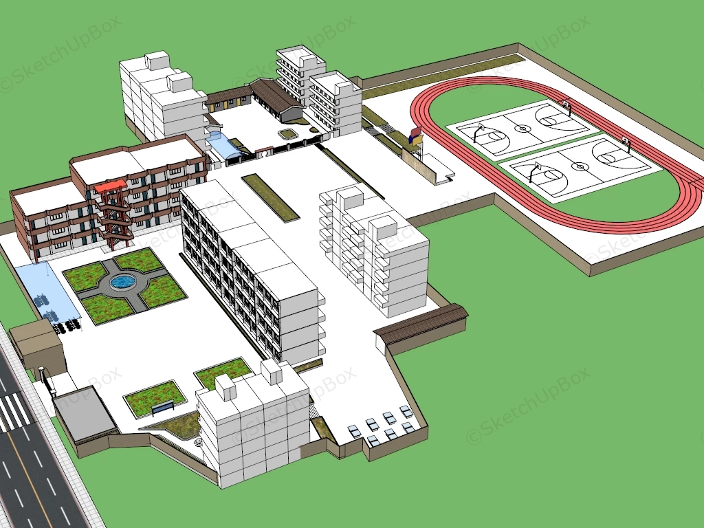 Elementary School Architecture sketchup model preview - SketchupBox