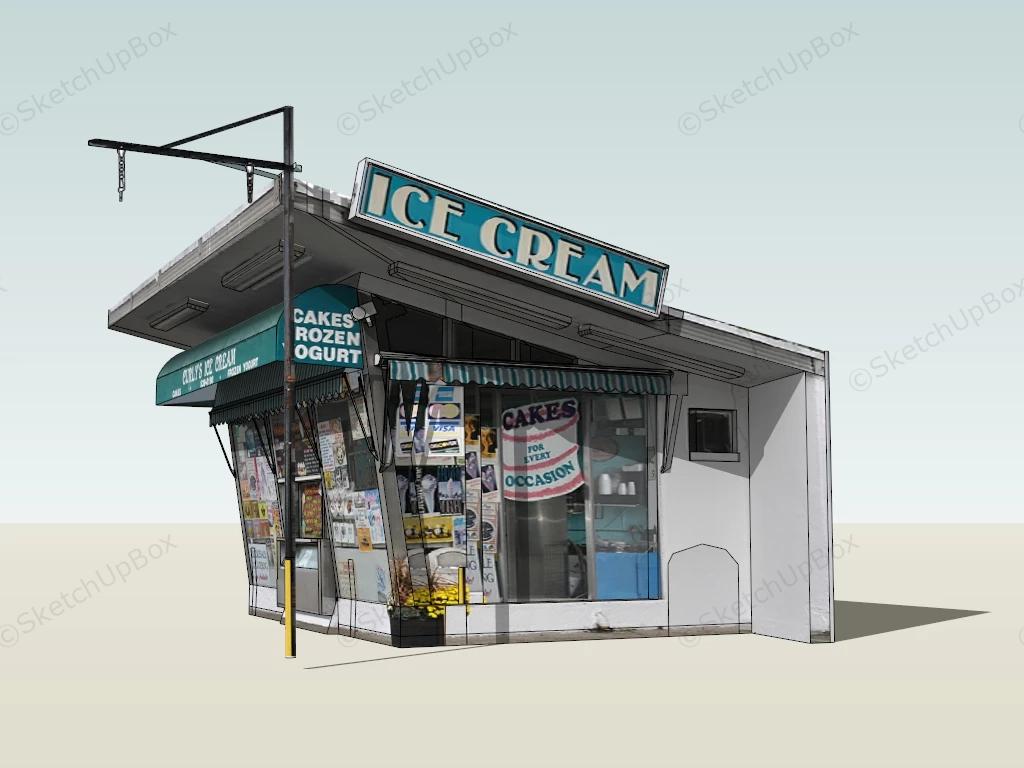 Traditional Ice Cream Kiosk sketchup model preview - SketchupBox