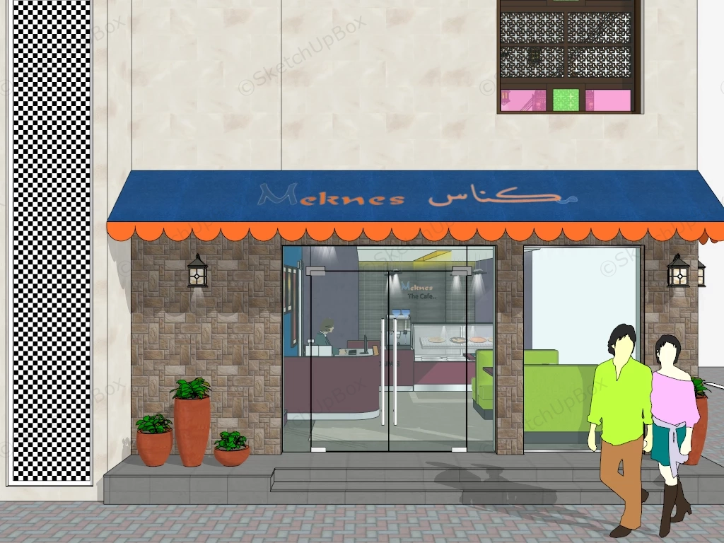 Street Corner Coffee Shop Design sketchup model preview - SketchupBox