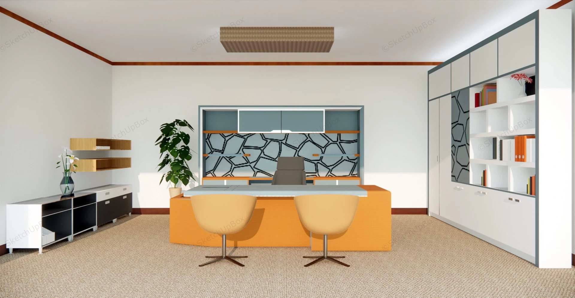 Modern Executive Office Ideas sketchup model preview - SketchupBox