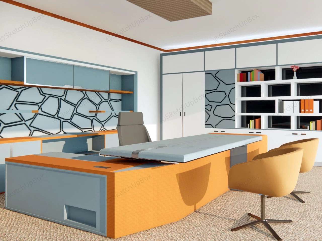 Modern Executive Office Ideas sketchup model preview - SketchupBox