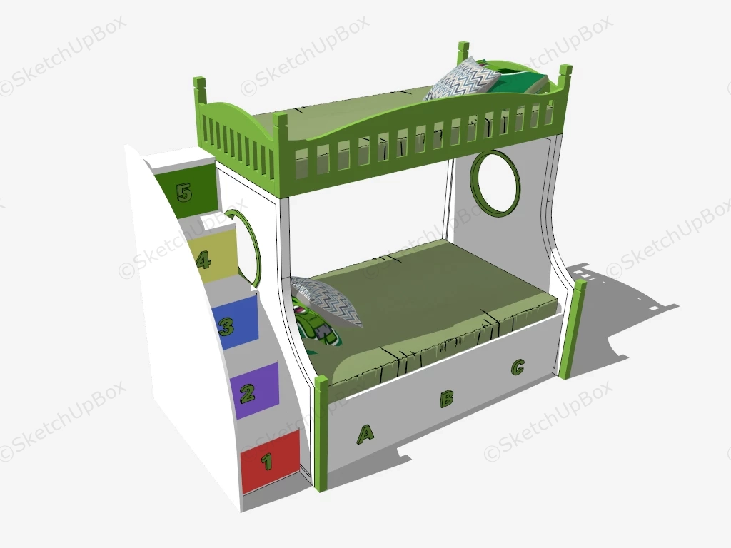 Bunk Bed With Storage sketchup model preview - SketchupBox