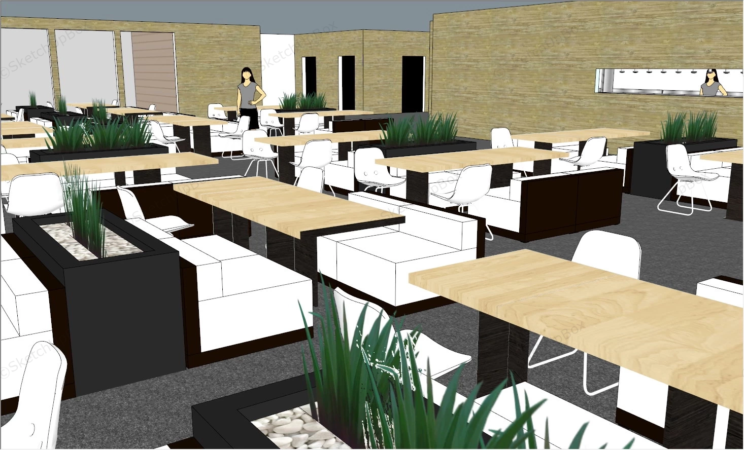 Employee Cafeteria Design sketchup model preview - SketchupBox