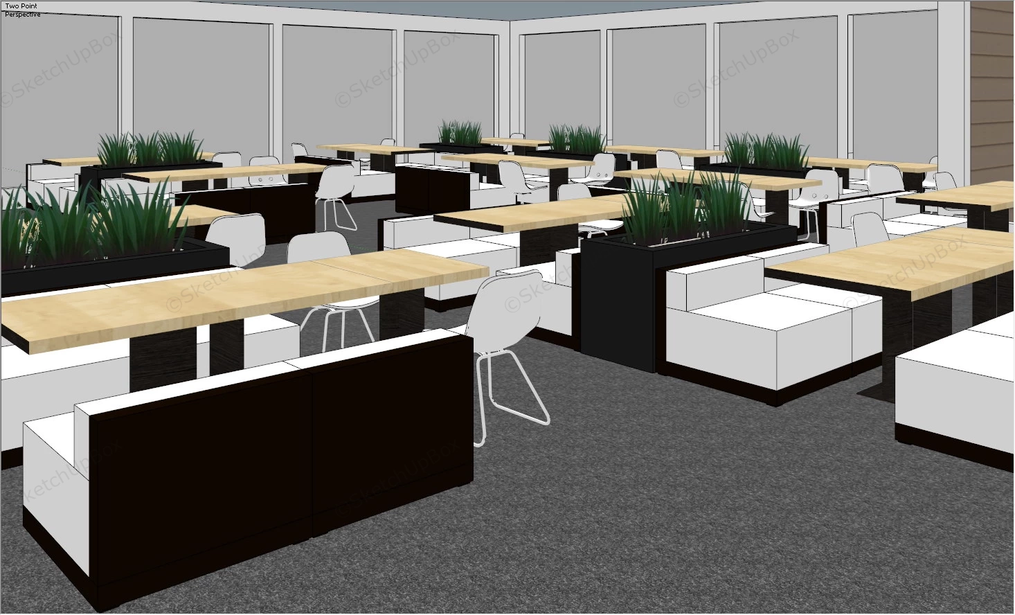 Employee Cafeteria Design sketchup model preview - SketchupBox