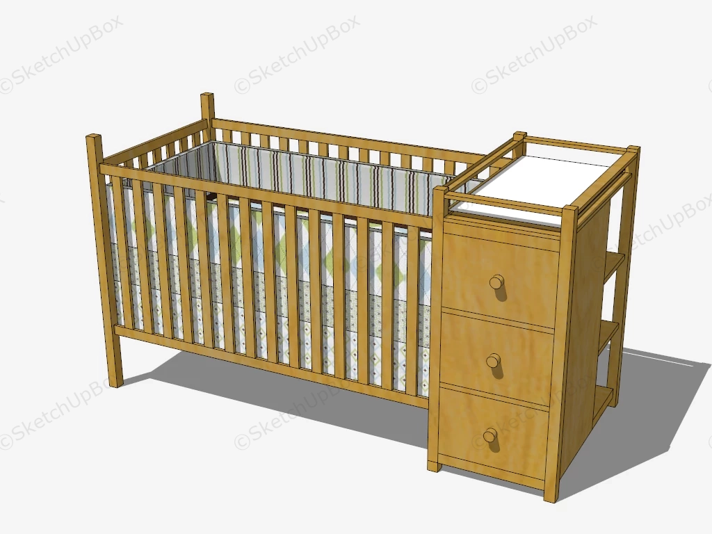 Crib With Changing Table sketchup model preview - SketchupBox