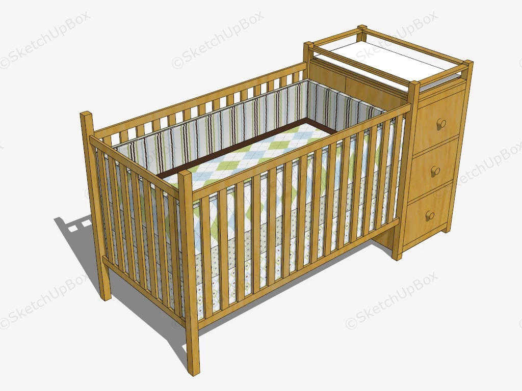 Crib With Changing Table sketchup model preview - SketchupBox