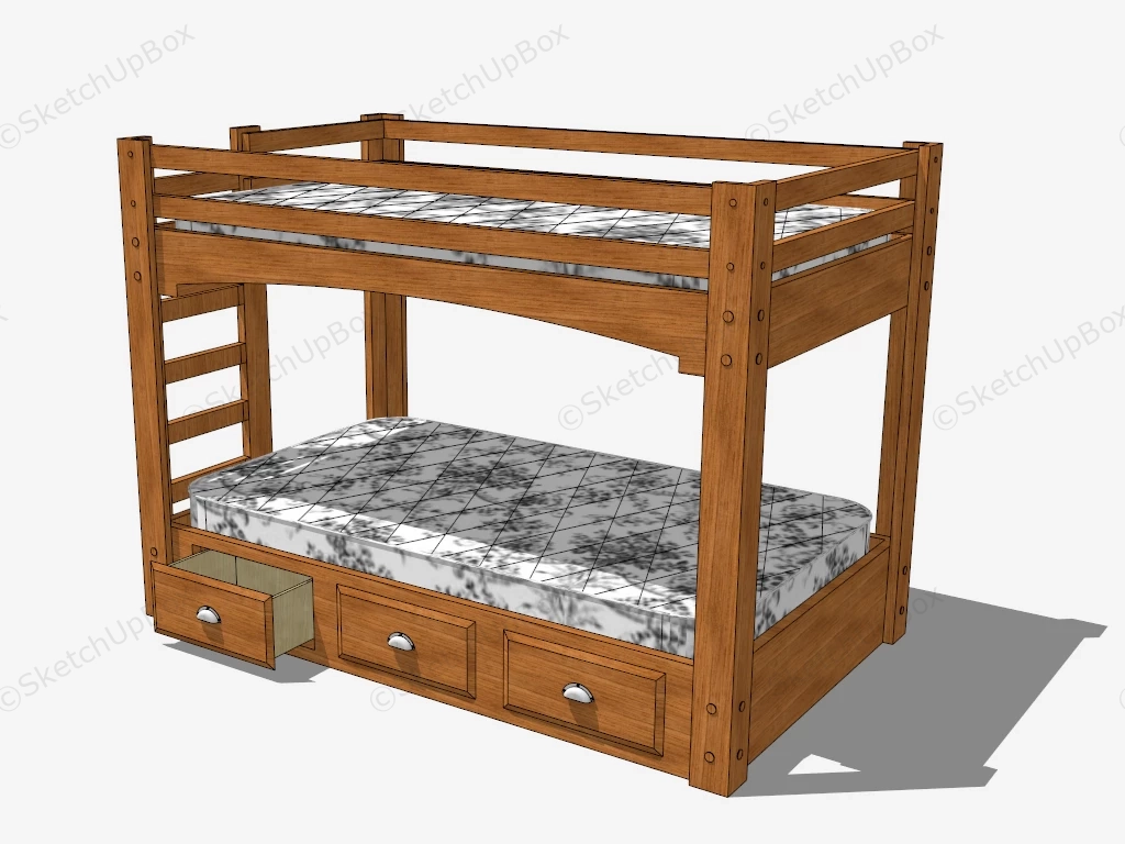 Bunk Bed With Storage sketchup model preview - SketchupBox