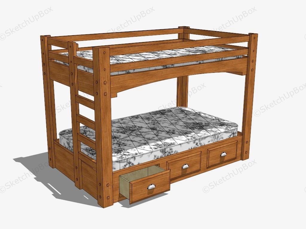 Bunk Bed With Storage sketchup model preview - SketchupBox